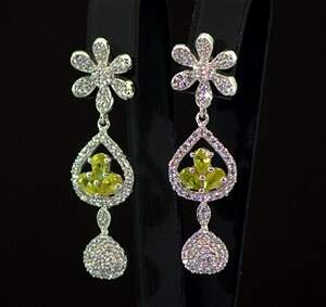 Серебряные серьги 925 пробы 8,43 гр. с норвежскими Сфенами класса АААА и топазами из США 3,95 карат Серебряные серьги 925 пробы 8,43 гр. с норвежскими Сфенами класса АААА и топазами из США 3,95 карат