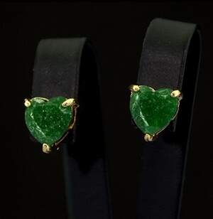 Серьги в позолоте з Турмалінами Хромдравітами 5,85 карат Серьги в позолоте з Турмалінами Хромдравітами 5,85 карат