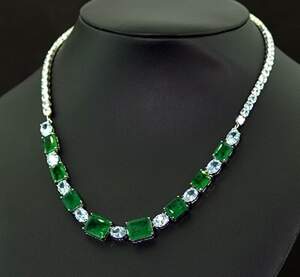 Кольє у срібному покрытии з Турмалінами Хромдравітами 37,77 карат 42+5 см Кольє у срібному покрытии з Турмалінами Хромдравітами 37,77 карат 42+5 см