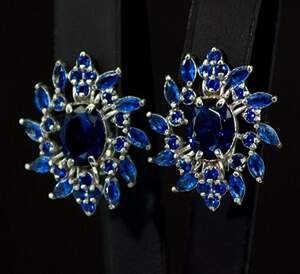 Серебряные серьги 925 пробы 7,09 г с синими фианитами 7,95 карат Серебряные серьги 925 пробы 7,09 г с синими фианитами 7,95 карат