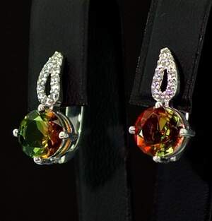 Серебряные серьги 925 пробы 4,21 г с Аметринами и фианитами 7,4 карат Серебряные серьги 925 пробы 4,21 г с Аметринами и фианитами 7,4 карат