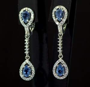 Серебряные серьги 925 пробы 5,23 г с Флюоритами Блу Джон и фианитами 4,94 карат Серебряные серьги 925 пробы 5,23 г с Флюоритами Блу Джон и фианитами 4,94 карат