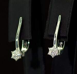 Серебряные серьги 925 пробы 2,36 г с Муассанітами Кр 57 D/VVS1 0.11 карат