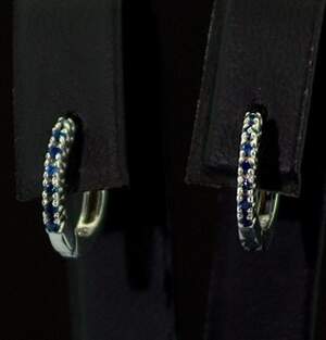 Серебряные серьги 925 пробы 1,74 г с голубыми Сапфірами класса АААА 0,14 карат