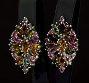 Серебряные серьги 925 пробы 8,16 г с бразильскими Турмалінами 8,08 карат