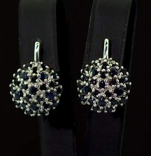 Серебряные серьги 925 пробы 5,49 г с шри-ланкийскими Сапфірами класса AAAА 3,08 к