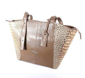 Жіноча сумка Karya из натуральной кожи цвета Латте с принтом Жіноча сумка Karya из натуральной кожи цвета Латте с принтом