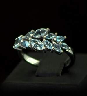 Серебряное кольцо 925 пробы 2,7 г с голубыми Топазами 1,51 карат Серебряное кольцо 925 пробы 2,7 г с голубыми Топазами 1,51 карат