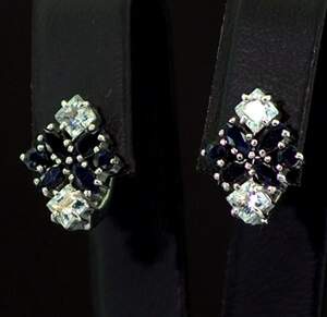 Серебряные серьги 925 пробы 3,48 г с Сапфірами класса АААА и аквамаринами 1,6 карат Серебряные серьги 925 пробы 3,48 г с Сапфірами класса АААА и аквамаринами 1,6 карат