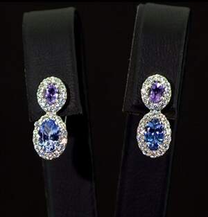 Серебряные серьги 925 пробы3,55 г с Танзанітами класса АААА, бразильскими аметистами та фианитами 2,21 карат Серебряные серьги 925 пробы3,55 г с Танзанітами класса АААА, бразильскими аметистами та фианитами 2,21 карат