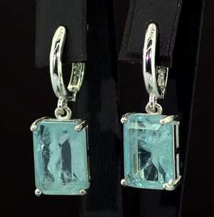 Серебряные серьги 925 пробы 7,74 г с Турмалінами Індіголітами 6,9 карат Серебряные серьги 925 пробы 7,74 г с Турмалінами Індіголітами 6,9 карат