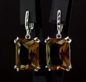Серебряные серьги 925 пробы 17,28 г с турецкими Султанітами класса АААА 34,5 карат