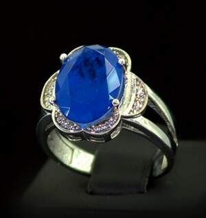 Серебряное кольцо 925 пробы 5,28 г с Турмаліном Індіголітом и цирконами 4,42 карат