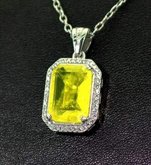 Серебряная подвеска 925 пробы 4,55 г с желтым Турмаліном Дравітом и цирконами 4,75 карат