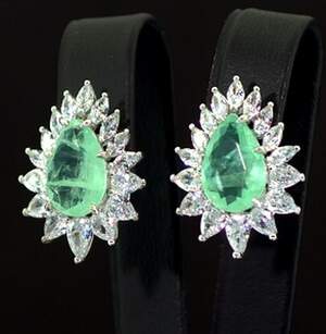 Серебряные серьги 925 пробы 5,95 г Турмалінами Параїба и цирконами 6,85 карат