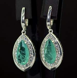 Серебряные серьги 925 пробы 8,84 г с Турмалінами Параїба и цирконами 7,62 карат Серебряные серьги 925 пробы 8,84 г с Турмалінами Параїба и цирконами 7,62 карат