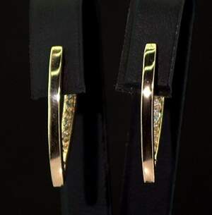 Серебряные серьги 925 пробы в позолоте 375 пробы 2,93 г с цирконами 0,25 карат Серебряные серьги 925 пробы в позолоте 375 пробы 2,93 г с цирконами 0,25 карат