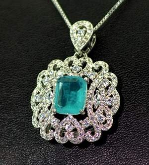 Кольє у срібному покрытии з Турмаліном Параїба и цирконами 4,03 карат 45+5 см Кольє у срібному покрытии з Турмаліном Параїба и цирконами 4,03 карат 45+5 см