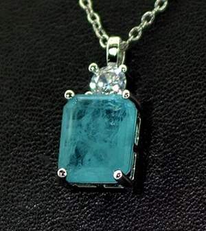 Кольє у срібному покрытии з Турмаліном Параїба и цирконами 4,11 карат 39+5 см Кольє у срібному покрытии з Турмаліном Параїба и цирконами 4,11 карат 39+5 см