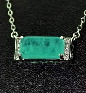 Кольє у срібному покрытии з Турмаліном Параїба и цирконами 4,15 карат 43+5 см Кольє у срібному покрытии з Турмаліном Параїба и цирконами 4,15 карат 43+5 см