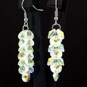 Комплект з белым чеським Кришталем 304 карат: колье 46+4 см та сережки Комплект з белым чеським Кришталем 304 карат: колье 46+4 см та сережки