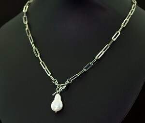 Серебряное колье 925 пробы 16,8 г с таїтянською Перлиною барглаз 50 см Серебряное колье 925 пробы 16,8 г с таїтянською Перлиною барглаз 50 см