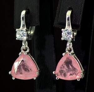 Серебряные серьги 925 пробы 5,17 г с Peachy Турмалінами и цирконами 5,32 карат Серебряные серьги 925 пробы 5,17 г с Peachy Турмалінами и цирконами 5,32 карат