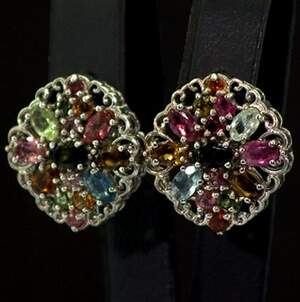 Серебряные серьги 925 пробы 7,68 г с бразильскими Турмалінами 5,56 карат Серебряные серьги 925 пробы 7,68 г с бразильскими Турмалінами 5,56 карат