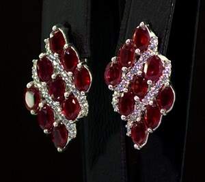 Серебряные серьги 925 пробы 7,23 г с африканскими Роял Рубінами класса АААА и цирконами 7,28 карат Серебряные серьги 925 пробы 7,23 г с африканскими Роял Рубінами класса АААА и цирконами 7,28 карат