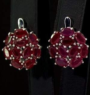 Серебряные серьги 925 пробы 5,05 г с африканскими Роял Рубінами класса АААА 7 карат Серебряные серьги 925 пробы 5,05 г с африканскими Роял Рубінами класса АААА 7 карат