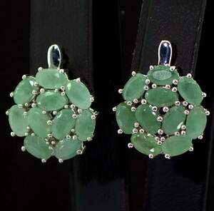 Серебряные серьги 925 пробы 4,75 г с бразильскими Изумрудами класса АААА 4,7 карат Серебряные серьги 925 пробы 4,75 г с бразильскими Изумрудами класса АААА 4,7 карат