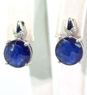 Серебряные серьги 925 пробы 4,62 г со шри-ланкийскими Сапфірами класса АААА и цирконами 8,84 карат Серебряные серьги 925 пробы 4,62 г со шри-ланкийскими Сапфірами класса АААА и цирконами 8,84 карат