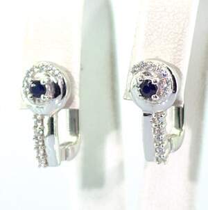 Серебряные серьги 925 пробы 4,42 г со шри-ланкийскими Сапфірами класса АААА и цирконами 0,51 карат Серебряные серьги 925 пробы 4,42 г со шри-ланкийскими Сапфірами класса АААА и цирконами 0,51 карат