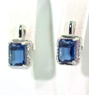 Серебряные серьги 925 пробы 3,92 г с Танзанітами Nano и цирконами 3,13 карат Серебряные серьги 925 пробы 3,92 г с Танзанітами Nano и цирконами 3,13 карат