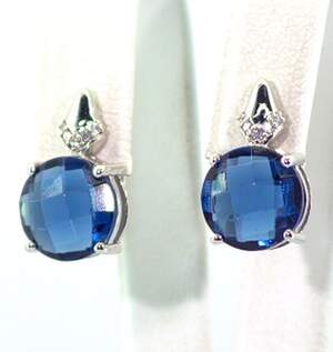 Серебряные серьги 925 пробы 4,17 г с Флюоритами Блу Джон и цирконами 6,51 карат Серебряные серьги 925 пробы 4,17 г с Флюоритами Блу Джон и цирконами 6,51 карат
