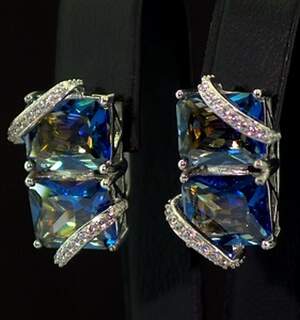 Серебряные серьги 925 пробы 9,85 г с містичнимм Топазами и цирконами 21,95 карат Серебряные серьги 925 пробы 9,85 г с містичнимм Топазами и цирконами 21,95 карат