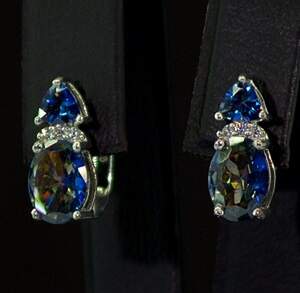 Серебряные серьги 925 пробы 3,26 г с містичнимм Топазами и цирконами 4,72 карат Серебряные серьги 925 пробы 3,26 г с містичнимм Топазами и цирконами 4,72 карат