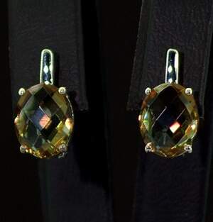 Серебряные серьги 925 пробы 3,37 г с турецкими Султанітами класса АААА 5,01 карат Серебряные серьги 925 пробы 3,37 г с турецкими Султанітами класса АААА 5,01 карат