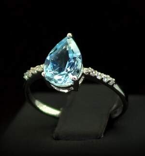 Серебряное кольцо 925 пробы 1,91 г с голубым Топазом и цирконами 2,45 карат Серебряное кольцо 925 пробы 1,91 г с голубым Топазом и цирконами 2,45 карат