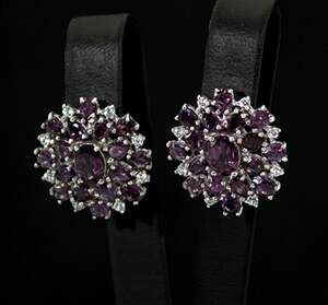 Серебряные серьги 925 пробы 8,07 г с кенийскими Родолиты и фианитами 8,55 карат Серебряные серьги 925 пробы 8,07 г с кенийскими Родолиты и фианитами 8,55 карат