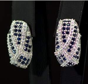 Серебряные серьги 925 пробы 5,38 гр. с голубыми шри-ланкийскими Сапфирами класса АААА и топазами из США 0,63 карат Серебряные серьги 925 пробы 5,38 гр. с голубыми шри-ланкийскими Сапфирами класса АААА и топазами из США 0,63 карат