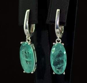 Серебряные серьги 925 пробы 4,46 г с Турмалінами Параїба 7,95 карат Серебряные серьги 925 пробы 4,46 г с Турмалінами Параїба 7,95 карат