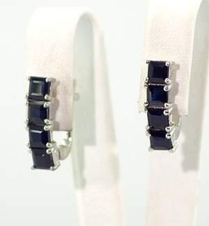 Серебряные серьги 925 пробы 3,39 г со шри-ланкийскими Сапфірами класса класса АААА 3,71 карат Серебряные серьги 925 пробы 3,39 г со шри-ланкийскими Сапфірами класса класса АААА 3,71 карат