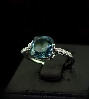 Серебряное кольцо 925 пробы 1,92 г с Топазом Лондон Блу со США та цирконами 2,69 карат Серебряное кольцо 925 пробы 1,92 г с Топазом Лондон Блу со США та цирконами 2,69 карат