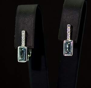 Серебряные серьги 925 пробы 2,78 г с Топазами Лондон Блу со США та цирконами 0,84 карат Серебряные серьги 925 пробы 2,78 г с Топазами Лондон Блу со США та цирконами 0,84 карат