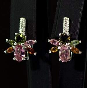 Серебряные серьги 925 пробы 4,25 гр. с радужными Турмалинами 2,21 карат Серебряные серьги 925 пробы 4,25 гр. с радужными Турмалинами 2,21 карат