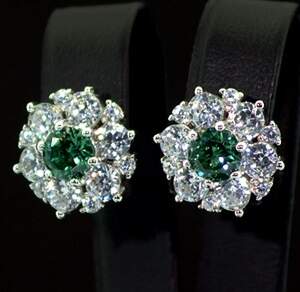 Серебряные серьги 925 пробы 5,58 г с Олександритами и фианитами 2,75 карат Серебряные серьги 925 пробы 5,58 г с Олександритами и фианитами 2,75 карат
