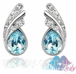 Серьги Капля морской волны