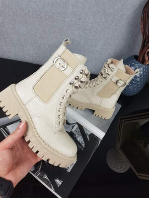 Ботинки детские кожа флотар молочного цвета Ботинки детские кожа флотар молочного цвета