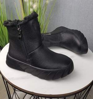 Ботинки детские кожа флотар черного цвета зимние Ботинки детские кожа флотар черного цвета зимние